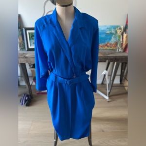 Vintage 80s Electric Blue Dress